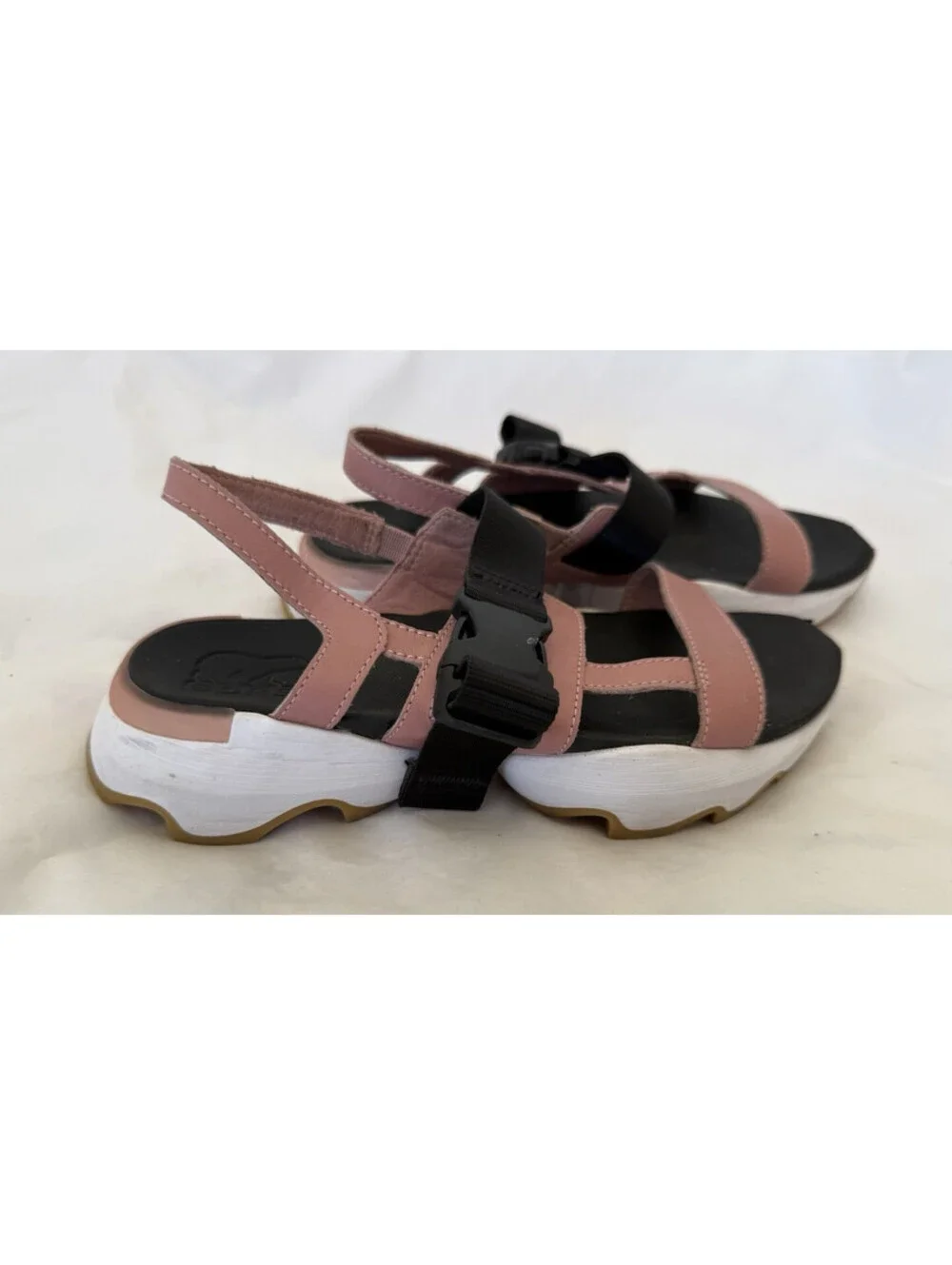 Sorel Kinetic Impact Slingback Sandals Size 6.5 Eraser Pink White Black Buckle